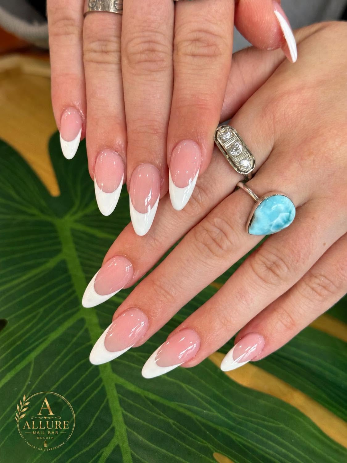 Classic white French tip manicure at Allure Nail Bar Duluth